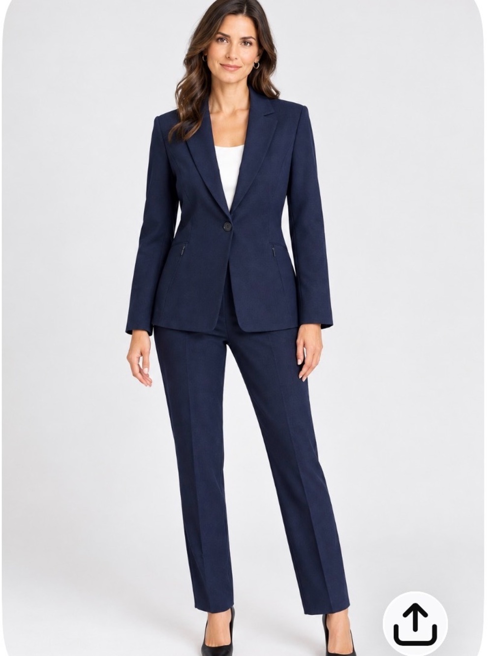 Kenneth Cole Women's Navy Single-Button Tailored Pantsuit